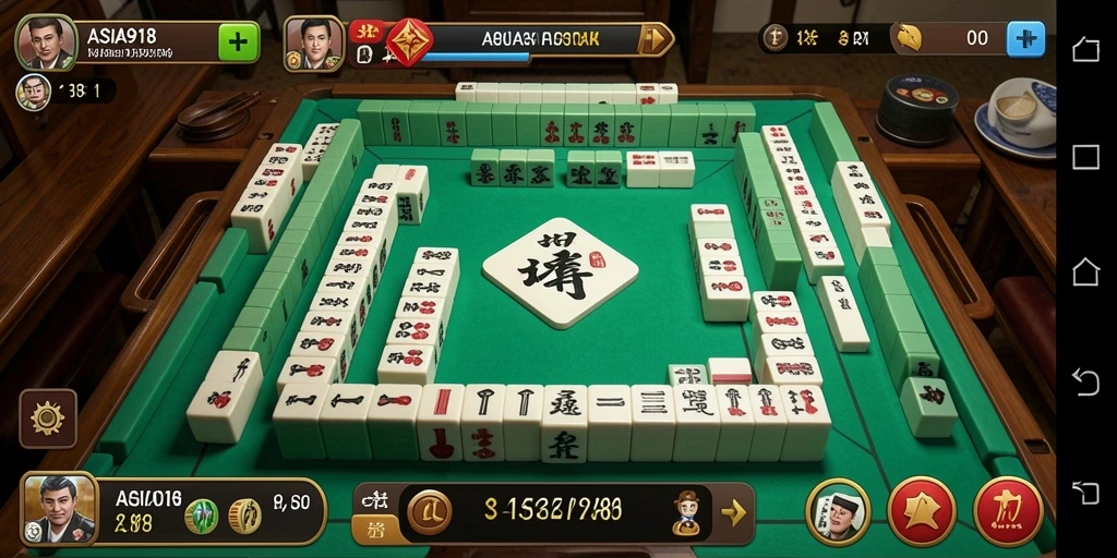 Screenshot ASIA918 menampilkan gameplay seru permainan Mahjong.