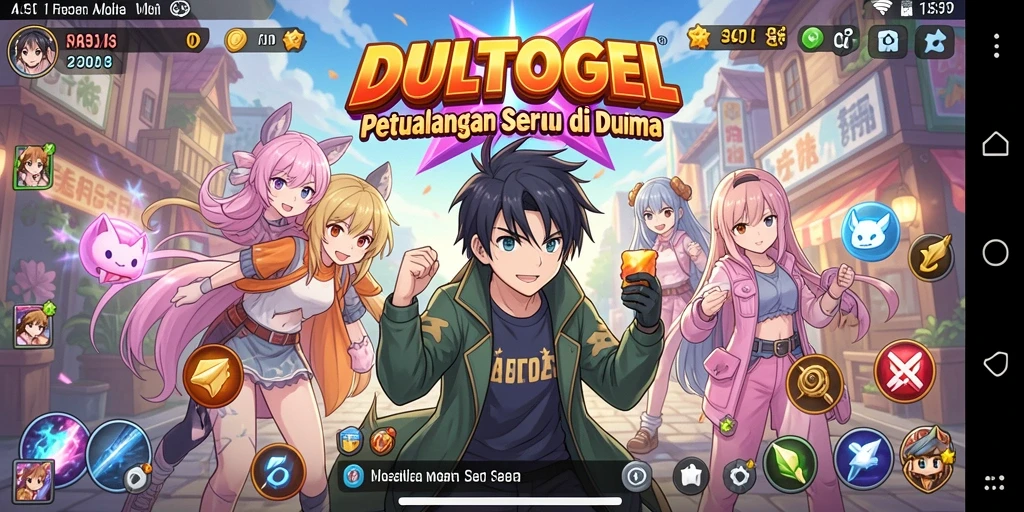 Tangkapan layar utama DULTOGEL yang menunjukkan karakter Anime dalam aksi.