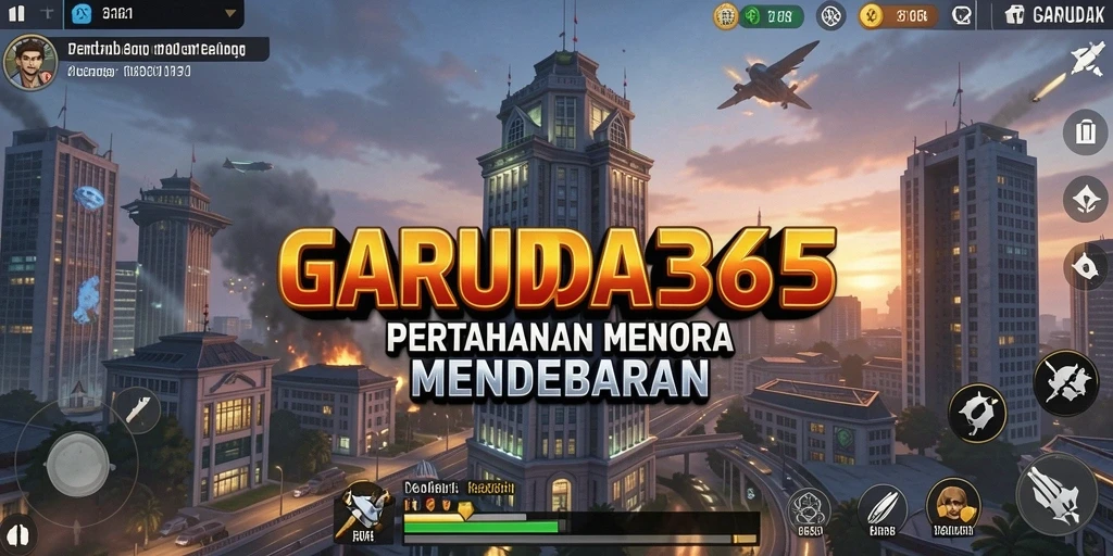 Tampilan gameplay GARUDA365 dalam aksi Tower Defense yang intens.