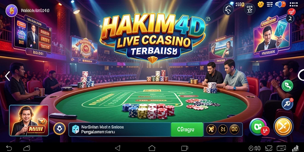 Tampilan utama HAKIM4D menunjukkan dealer langsung dan permainan yang mendebarkan di Live Casino.