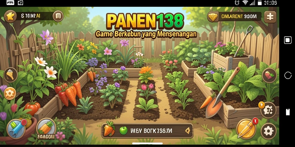 Screenshot gameplay PANEN138 dengan tampilan kebun yang indah.