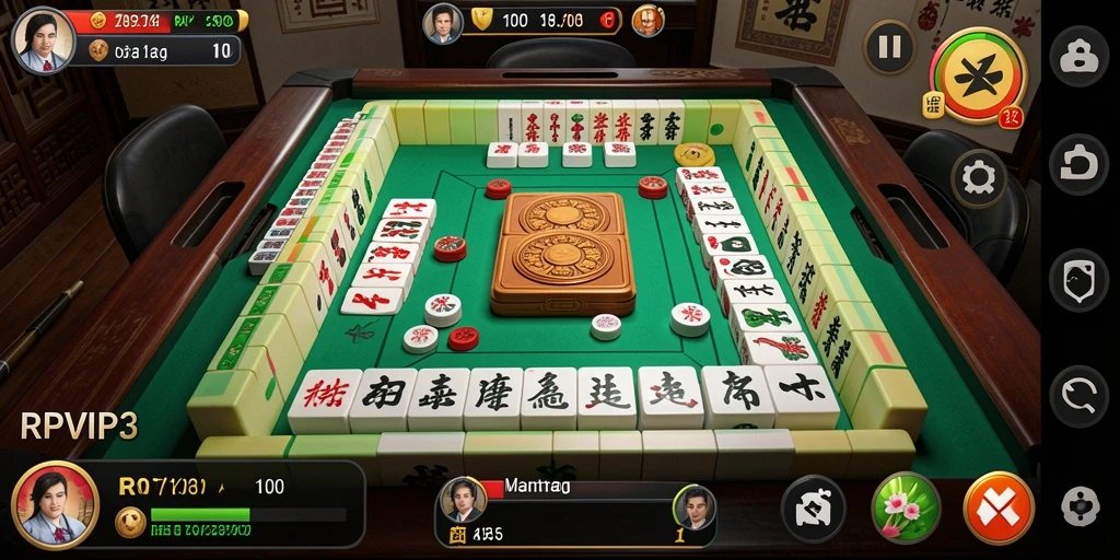 Screenshot permainan RPVIP3 yang menampilkan tampilan grafis Mahjong yang menarik.