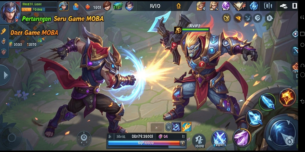 Screenshot dari gameplay intens RVIP2 dengan pertarungan antara tim.